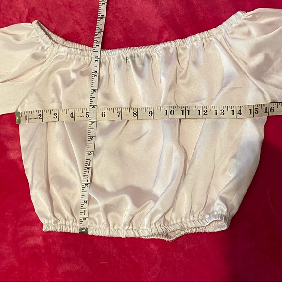 Akira White Satin Off Shoulder Top Size Small NWOT - Picture 14 of 16